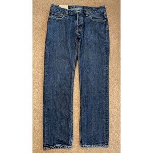 Hollister Jeans Mens 32x30 Slim Straight Mid Rise Button Fly Y2K Dark Denim